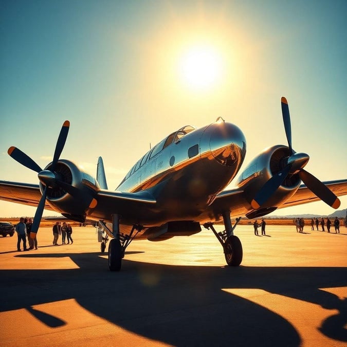 A nostalgic scene from the golden age of aviation, featuring a vintage propeller plane that harks back to the early days of flight.