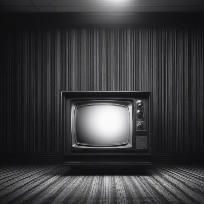 This image is a stunning black and white wallpaper that will add a touch of elegance to any desktop or mobile device. The classic design of the TV is perfectly captured in this high-quality image, making it a great addition to any room.