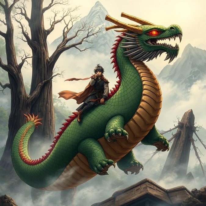 Get ready to embark on an epic adventure with this stunning anime wallpaper featuring a samurai warrior riding a majestic dragon-like creature. The intricate details and mystical aura of the creature will transport you to a world of fantasy and wonder.