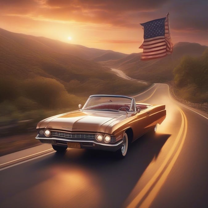 Feel the freedom of the open road as you glide through the hills on Independence Day. The iconic muscle car celebrates American spirit.