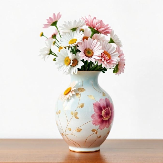 A simple yet charming floral arrangement in a minimalist-style vase, perfect for bringing a touch of nature to your desktop or mobile screen.