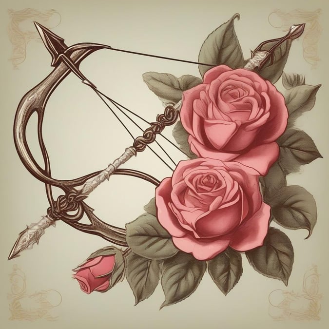 A Valentine's Day wallpaper featuring roses and an arrow, perfect for love or archery enthusiasts.