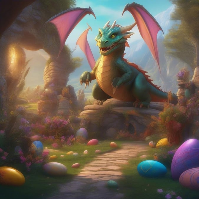 A majestic dragon, ready to share some Easter cheer!