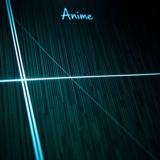 Ce fond d'écran anime présente un design unique avec des lignes pixelisées qui se chevauchent et une ligne blanche sur le côté gauche, créant une image visuellement frappante et dynamique.