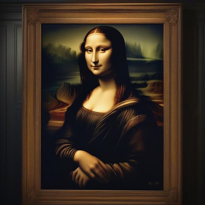 This timeless portrait showcases the enigmatic beauty and enduring allure of Mona Lisa, one of the world's most recognizable works of art. The painting is renowned for its subtle expressions, intricate details, and masterful use of sfumato technique by Leonardo da Vinci.