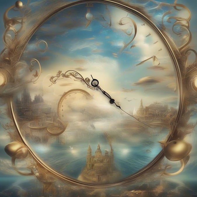 This surreal clock art is a stunning piece that combines the beauty of nature with the functionality of timekeeping. The intricate details and vibrant colors make it a perfect addition to any room.