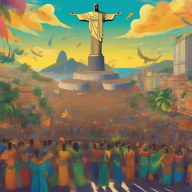 This stunning image captures the essence of Rio de Janeiro's most famous landmark, Christ the Redeemer. The statue, designed by French sculptor Paul Landowski and built by Brazilian engineer Heitor da Silva Costa, is a masterpiece of modern art and engineering. With its outstretched arms and serene expression, the statue has become a symbol of faith and wonder for people around the world.