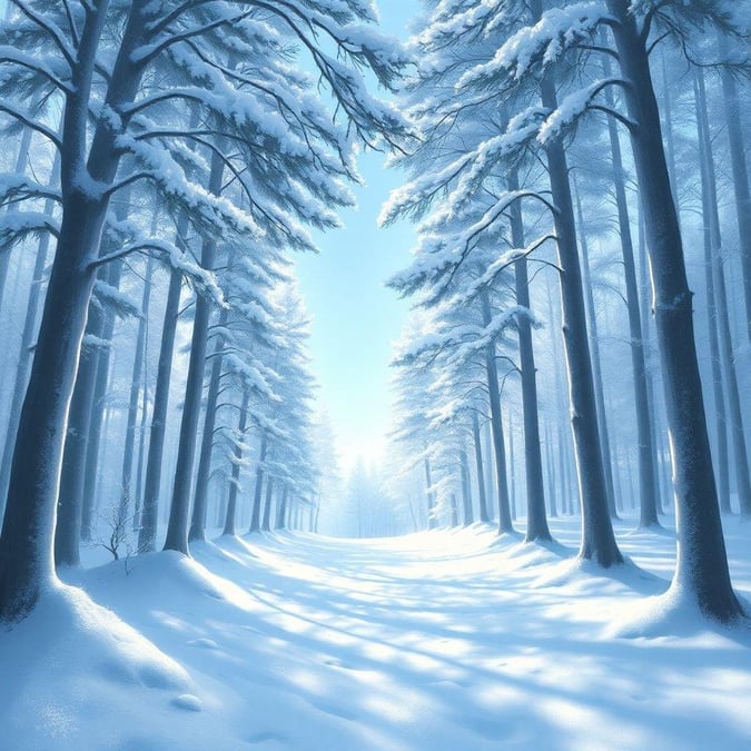 Escape to a serene winter wonderland with this breathtaking snowy forest wallpaper. The soft, ethereal light and gentle snowfall create a peaceful atmosphere, perfect for relaxing and unwinding. Let the beauty of nature transport you to a world of tranquility and calm.