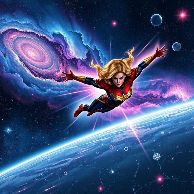 Get ready to save the world with this epic Captain Marvel wallpaper, perfect for fans of the Marvel Cinematic Universe.