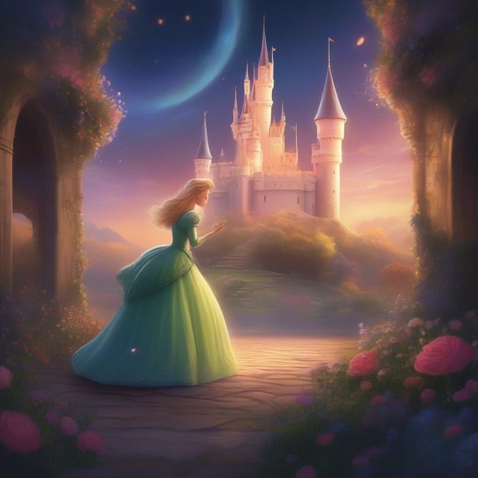 Enchanted evening at the castle with Disney's iconic princess.