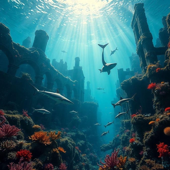 In the heart of the ocean, dive into a world teeming with life. Schools of tropical fish dart around you as the sunlight filters through the water's surface.