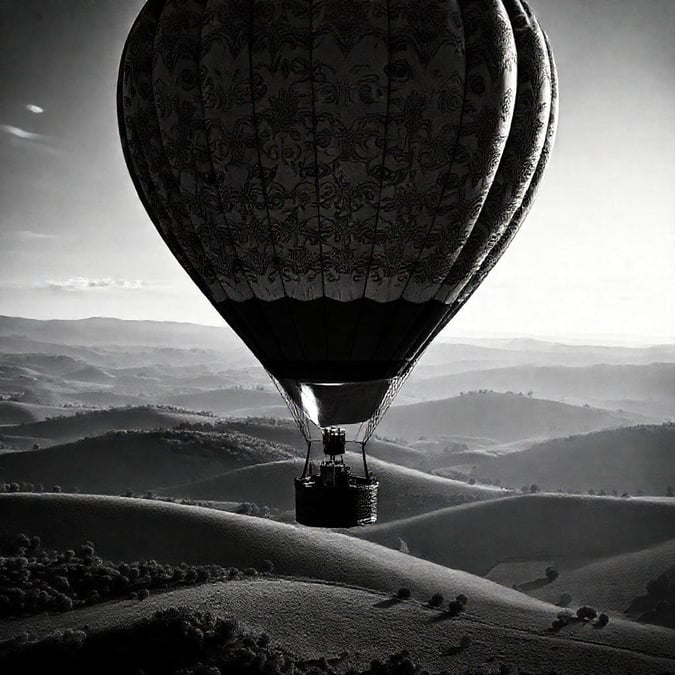 Elevate your desktop or mobile screen with this stunning black and white hot air balloon wallpaper. The monochromatic design creates a sense of sophistication and elegance, making it a perfect addition to any digital space.