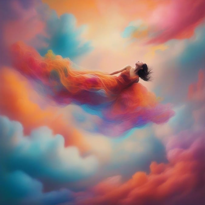 Experience the tranquility and freedom of flight with this ethereal wallpaper. Watch as our dreamer soars above the clouds, their journey symbolizing personal growth and transcendence.