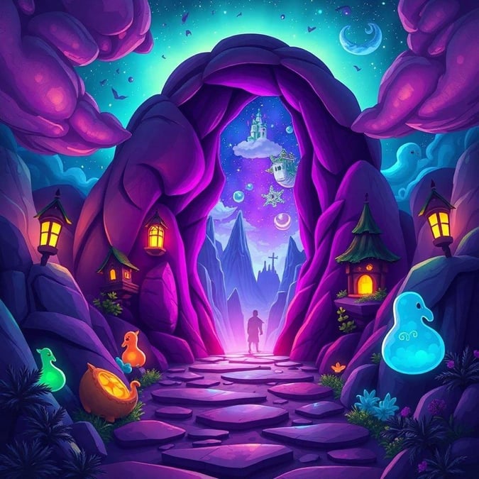 Immerse yourself in a world of fantasy and adventure with this captivating cartoon landscape wallpaper. The vibrant colors and whimsical details will transport you to a magical realm, perfect for desktop and mobile use.