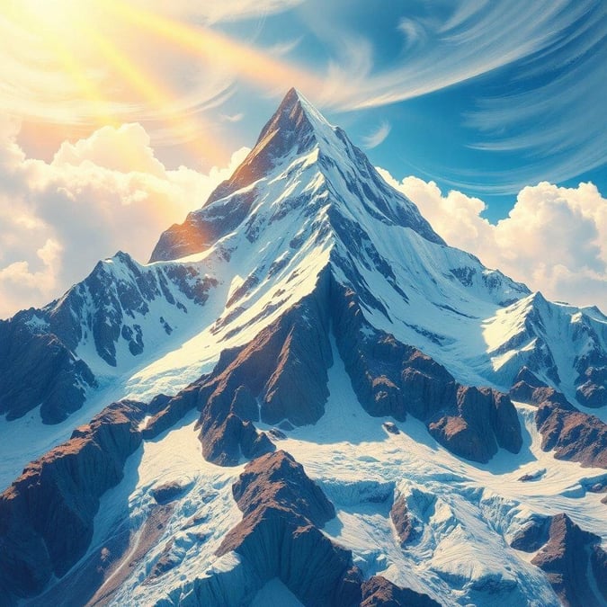 A breathtaking view of a snow-capped mountain range, perfect for your desktop or mobile wallpaper.