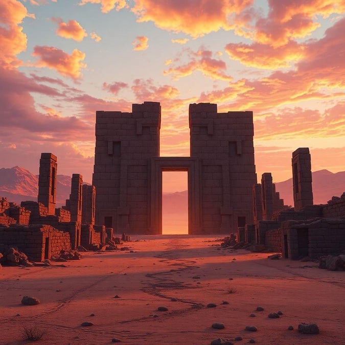 Explore the ancient ruins in the desert, surrounded by the beauty of nature.