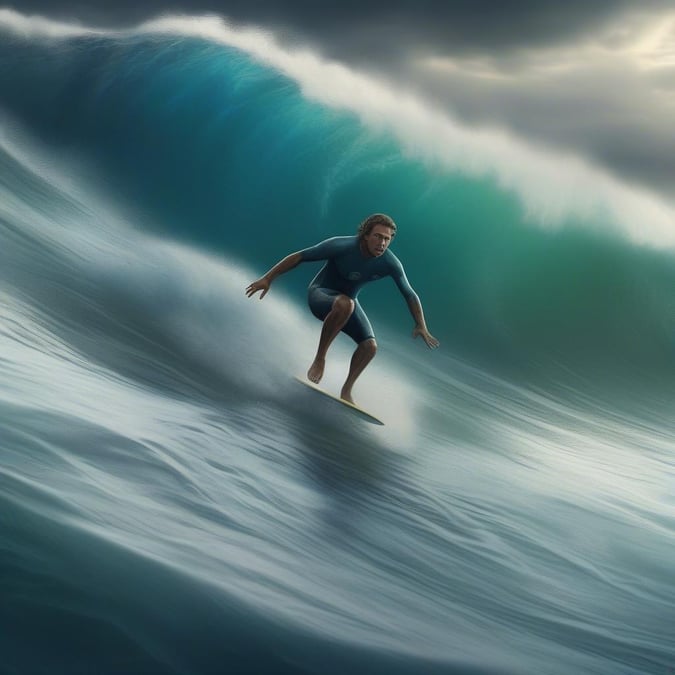 Riding the crest of a powerful wave, this surfer demonstrates strength and balance. The vast expanse of the ocean behind him adds to the sense of adventure captured in this dynamic wallpaper.