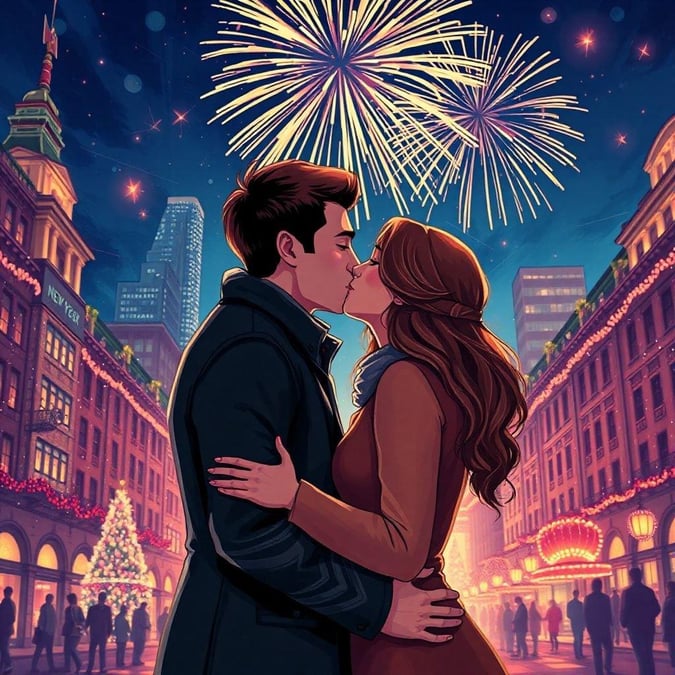 Ring in the New Year with a romantic kiss under the fireworks.