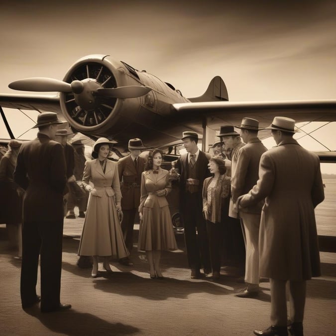 A group of aviation enthusiasts gather around a vintage aircraft, sharing their passion for flight and history.