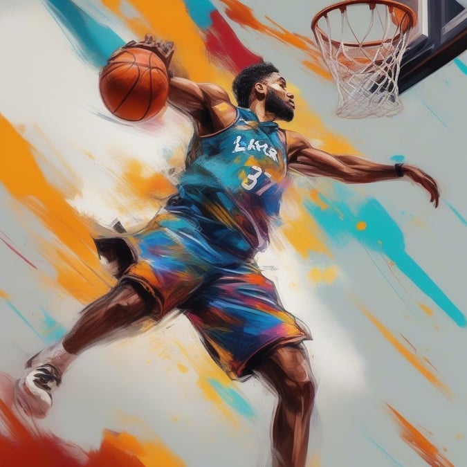 This stunning wallpaper captures the intensity and athleticism of a basketball player in mid-dunk, showcasing their strength and agility as they soar through the air.