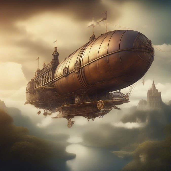 Explore the skies with this whimsical, fantasy-inspired airship. Float above enchanting landscapes in a journey filled with wonder and imagination.