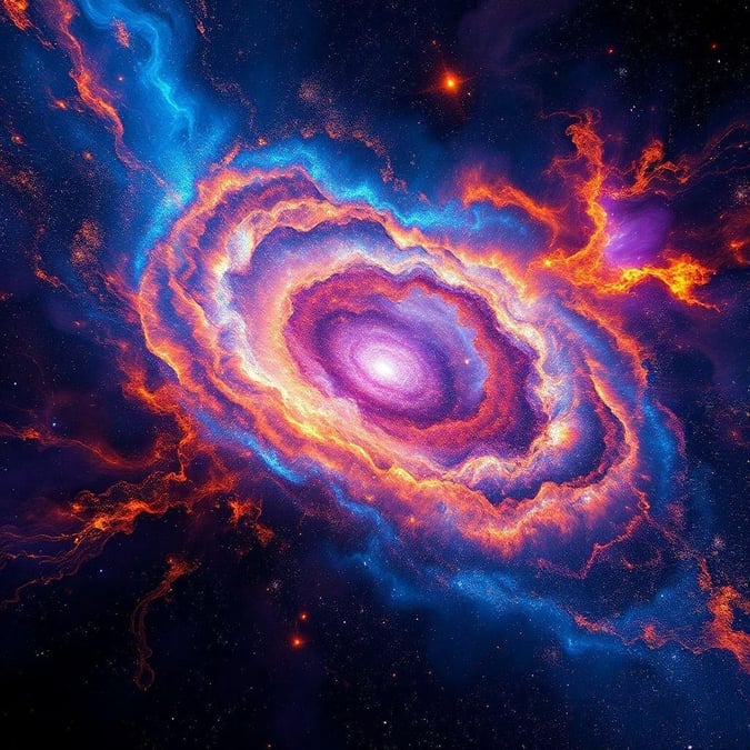 This stunning wallpaper features a vibrant, swirling galaxy that's out of this world.