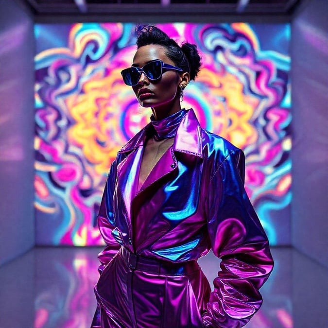 This image features a stylish fashion model showcasing a purple outfit, perfect for adding a touch of elegance to your desktop or mobile wallpaper.