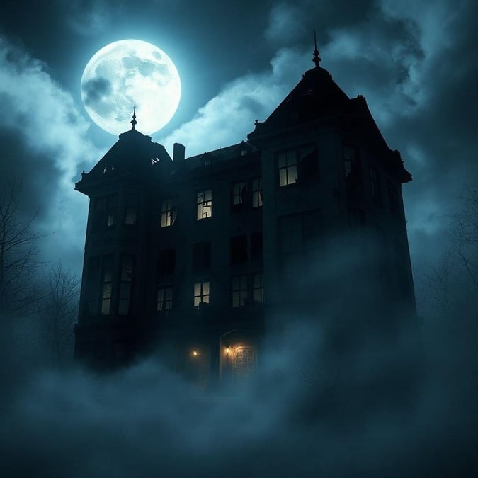 Add a touch of spooky elegance to your desktop or mobile device with this hauntingly beautiful mansion wallpaper.