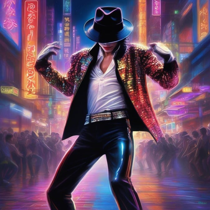 Get ready to groove with this stunning wallpaper featuring Michael Jackson's iconic moonwalk dance move. The perfect blend of music, dance, and urban nightlife, this image is sure to bring a touch of glamour and excitement to your desktop or mobile device.