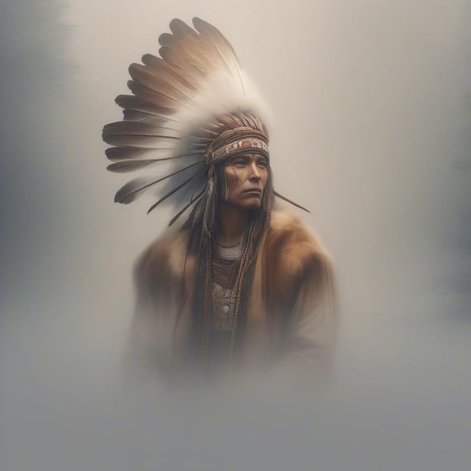 A stunning image of a Native American warrior, showcasing their strength and resilience. This wallpaper is perfect for those who appreciate cultural heritage and traditional values.