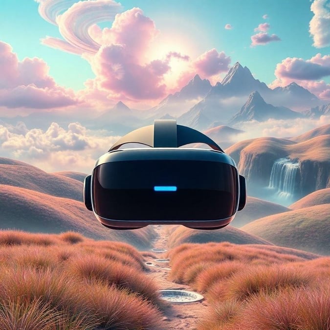 Lose yourself in the stunning beauty of this virtual reality landscape, where the real world fades away into a symphony of vibrant colors and otherworldly scenery.