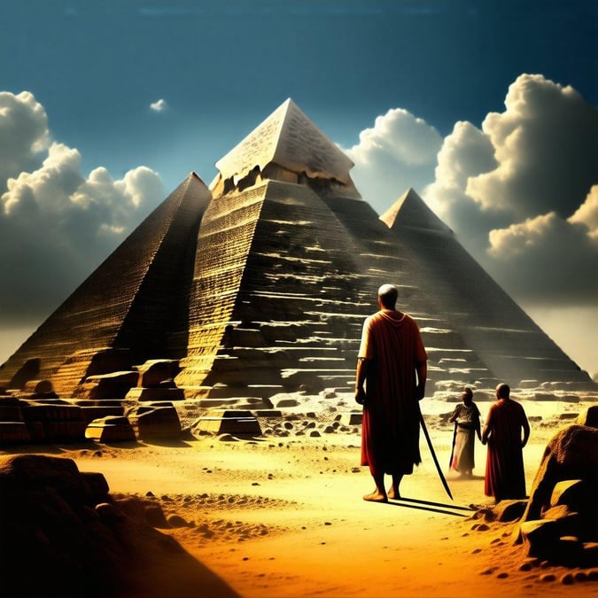 Step into a world of fantasy and adventure with this stunning image of an ancient Egyptian pyramid. The pyramid's grandeur and mystery evoke a sense of awe and wonder, perfect for fans of fantasy and sci-fi.