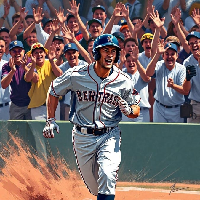 A thrilling moment in a baseball game, capturing the skill and athleticism of the players.