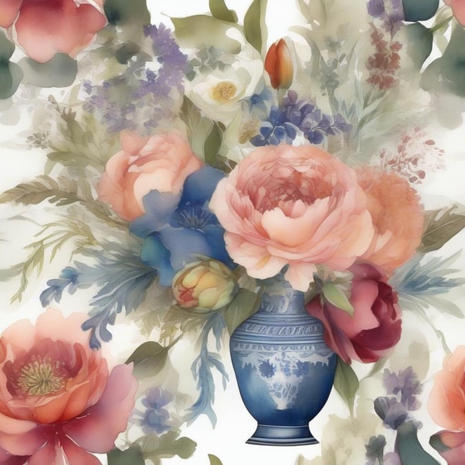 A vibrant bouquet of flowers, featuring a mix of pink and blue peonies accented with soft greenery, set against a luxurious gold background. Perfect for adding an air of elegance to any desktop or mobile device.