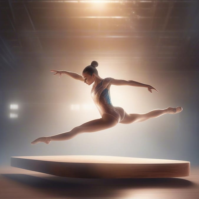 This stunning wallpaper captures a gymnast in mid-air, showcasing their grace and athleticism.