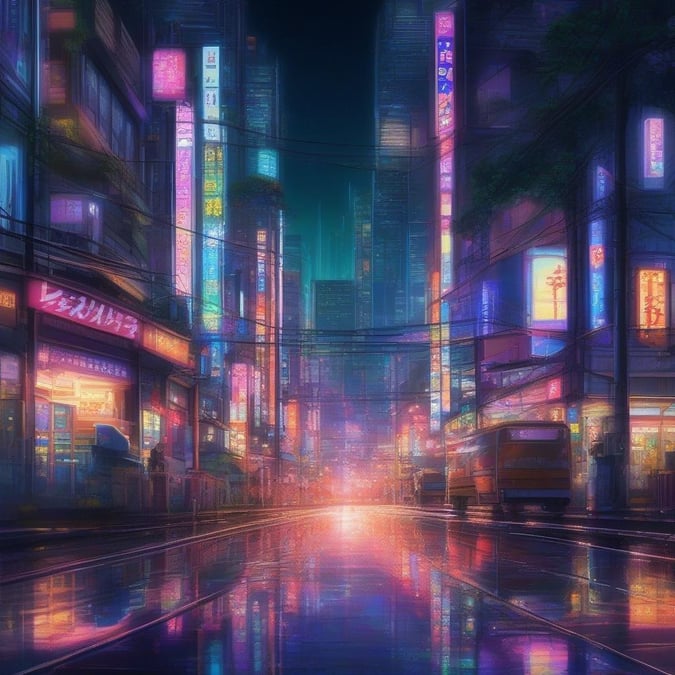 Upplev den livliga energin i en futuristisk stadsbild av Tokyo på natten med denna fantastiska bakgrund.