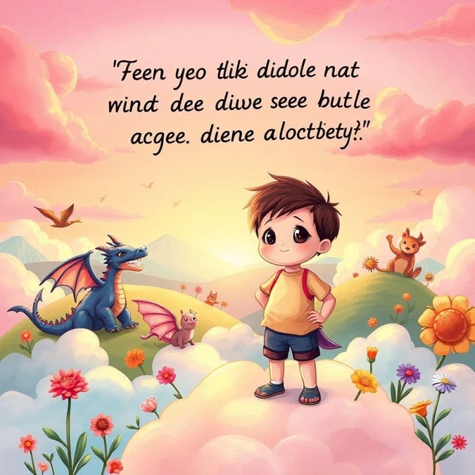 A heartwarming scene from the animated movie 'Spirited Away', featuring a boy standing in front of a dragon, with a cute and inspiring quote about overcoming fear.