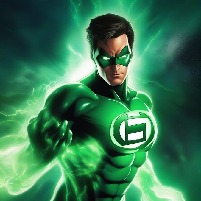 This stunning wallpaper features the iconic superhero Green Lantern, known for his powerful ring and commitment to justice. The image showcases his heroic spirit and determination to protect the universe.