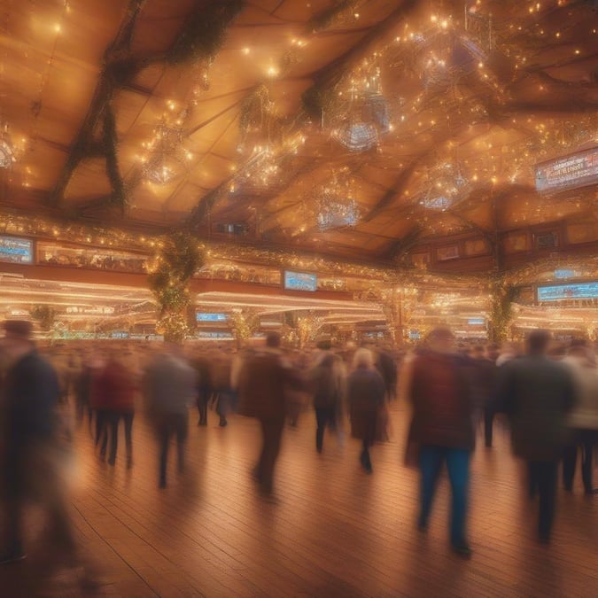 Enjoy the lively atmosphere of the famous Oktoberfest celebration. The crowd fills the beer garden with excitement, dancers perform traditional German music and lights illuminate the night.