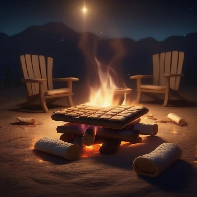 Curl up with a classic camping treat on a chilly night. Grab your favorite marshmallows, settle in a cozy lawn chair beside the flickering fire, and let this s'mores-themed wallpaper warm up your desktop.