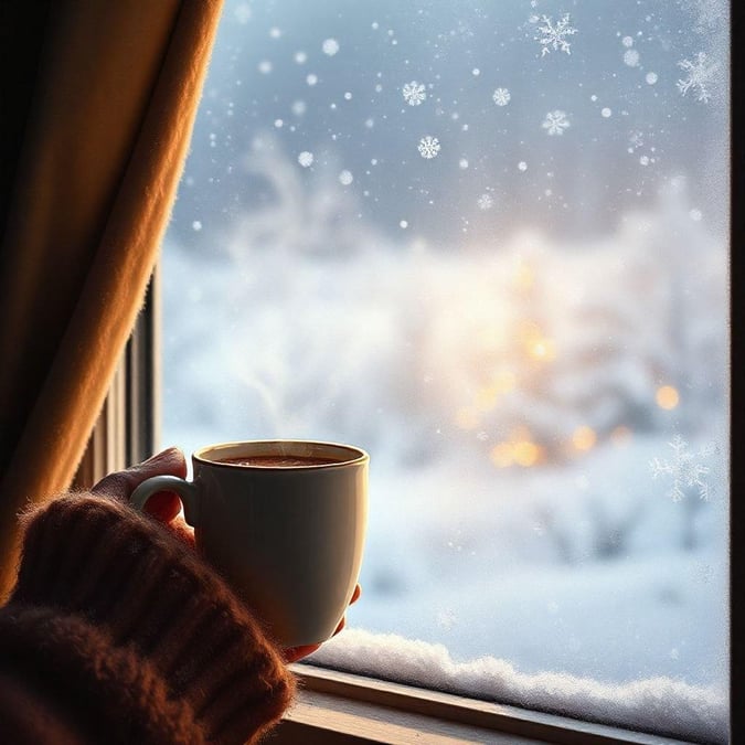 This winter wallpaper captures the serene beauty of a snow-covered window, inviting you to cozy up and enjoy the season's tranquility.