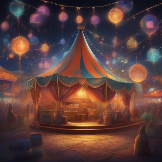 Step right up and experience the magic of the carnival at night. This captivating wallpaper transports you to a world of wonder and excitement, where the vibrant lights and colors of the carnival come alive under the starry night sky.