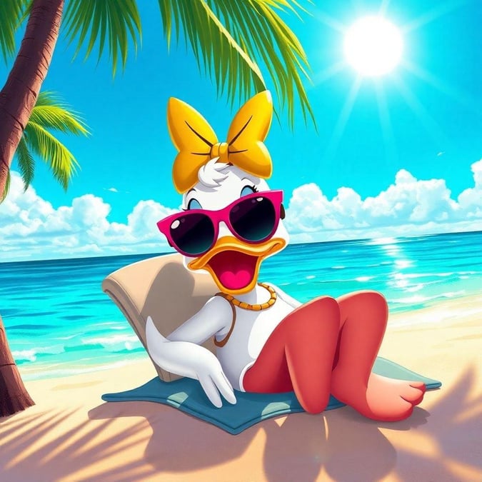 Relaxing on the beach with Daisy, Donald and their adorable friends! Perfect summer wallpaper for a fun vacation.