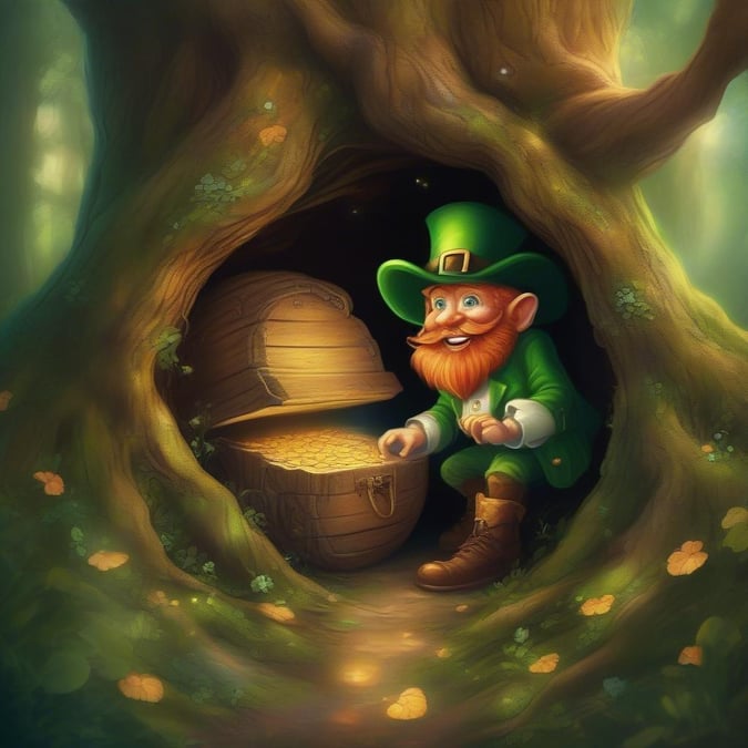 Get into the spirit of St. Patrick's Day with this adorable leprechaun wallpaper. The little guy is hiding in a tree, surrounded by shamrocks and a pot of gold. It's the perfect way to add some Irish charm to your desktop or mobile device.