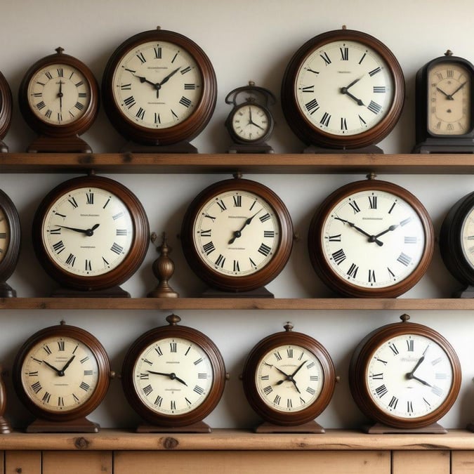 Embrace the elegance of timeless clocks against a minimalist backdrop.