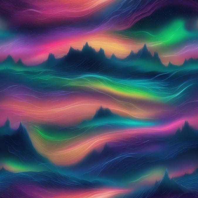 Experience the enchanting beauty of colorful, otherworldly mountain ranges under a vibrant sky. This wallpaper is perfect for those seeking inspiration and tranquility.