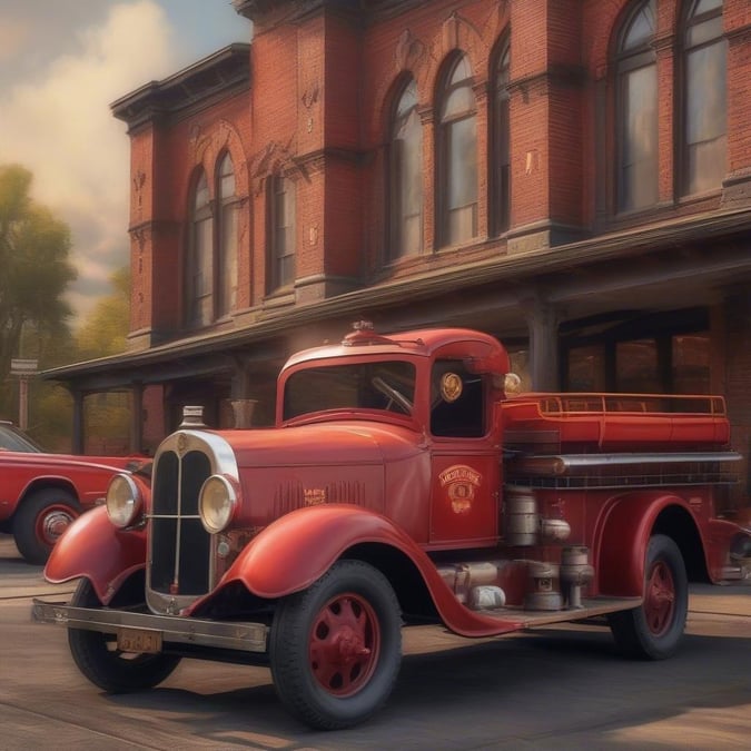 This vintage fire truck is a stunning addition to any room, evoking a sense of nostalgia and adventure.