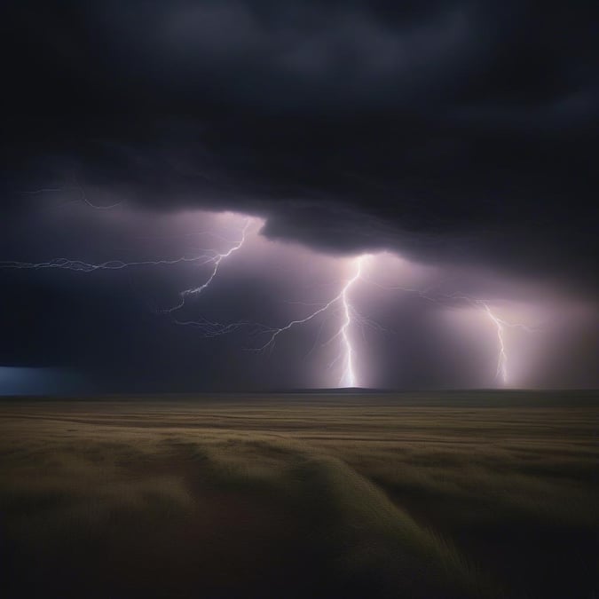 Majestic lightning storm over desolate prairie