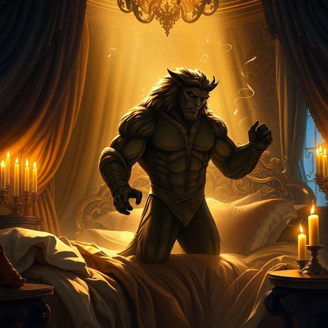 Embark on an enchanting adventure with the majestic lion, a central character from Disney's 'The Lion King'. This image captures the regal essence of his kingdom, showcasing him in a luxurious bedroom setting, symbolizing his royal status. The soft lighting and ornate surroundings evoke a sense of timeless elegance, while the lion himself stands as a symbol of courage and leadership. Embrace the magic of Disney's classic tale through this wallpaper that brings to life the majestic world of 'The Lion King'.