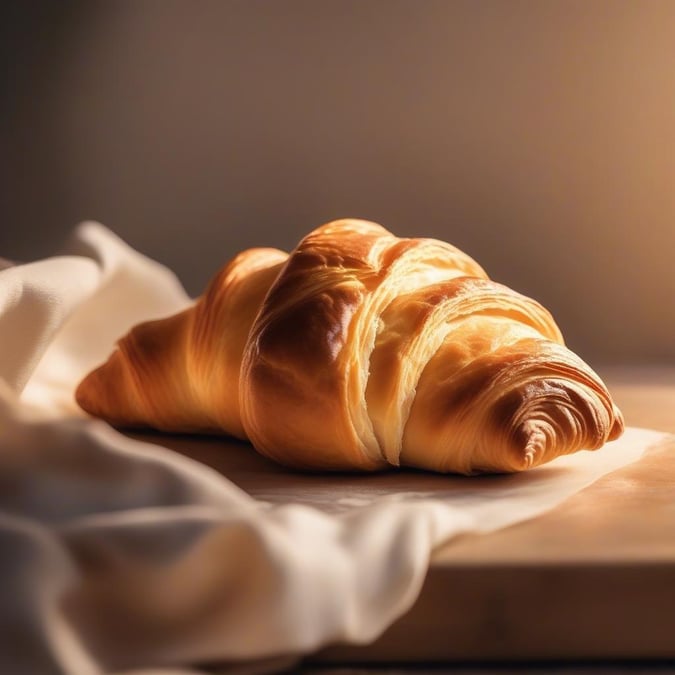 Indulge in the warmth of a freshly baked cinnamon croissant, flaky and full of sweetness with a hint of spice.